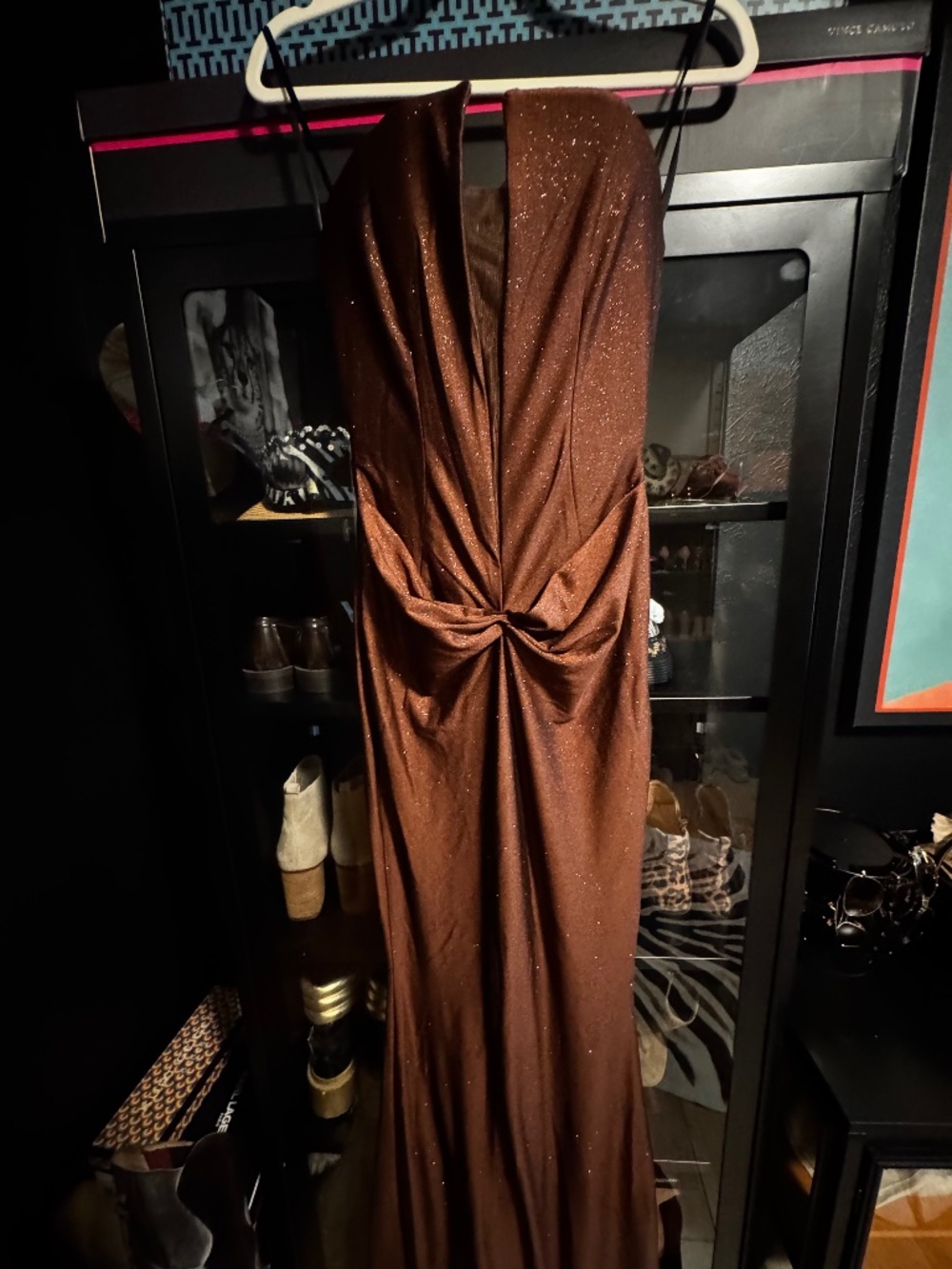 Formal fitted strapless dress - beautiful chocolate color